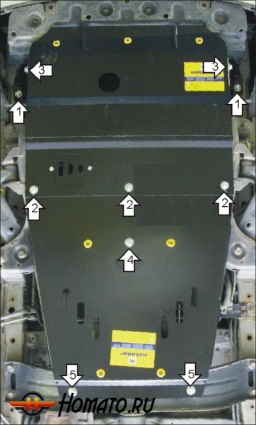Защита картера Hyundai Grand Starex 2008-2022 | двигатель + КПП, 2 мм, сталь | MOTODOR | 00931