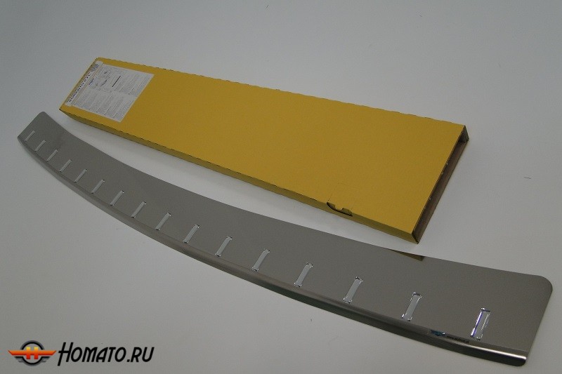 Накладка на задний бампер для Kia Sorento 2013+ | силиконовые вставки + нержавейка, с загибом