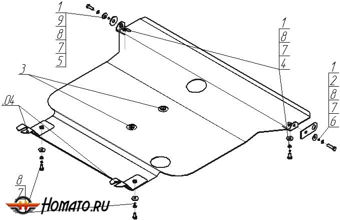Защита картера Nissan Maxima QX 1994-2000 | двигатель + КПП, 2 мм, сталь | MOTODOR | 01409