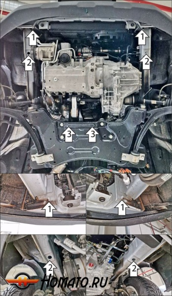 Защита картера Dongfeng K32 2023- | двигатель + КПП, 2 мм, сталь | MOTODOR | 78612
