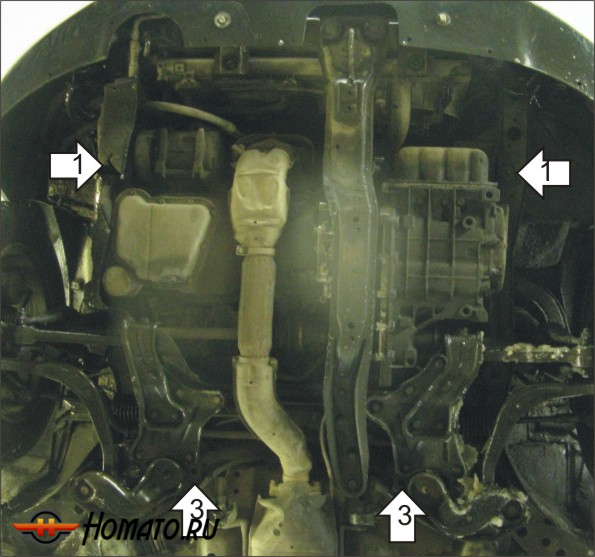 Защита картера Dodge Stratus 2003-2007 | двигатель + КПП, 2 мм, сталь | MOTODOR | 01311