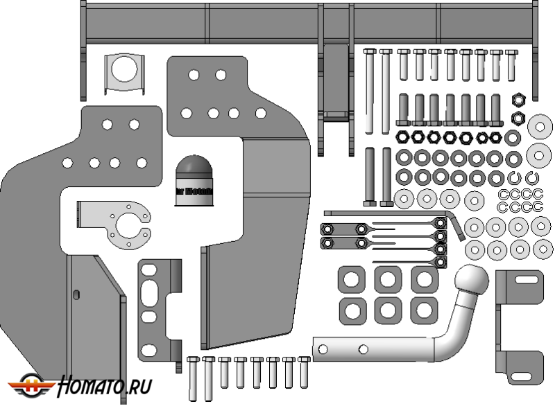 Фаркоп Mitsubishi Outlander III 2012-2015 | шар A - оцинкованный, нагрузка 75/1700 | MOTODOR | 91312-A