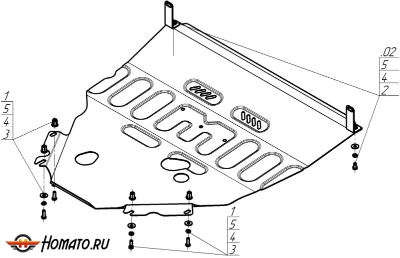 Защита картера Citroen Jumper 250 2006-2014 | двигатель + КПП, 2 мм, сталь | MOTODOR | 71605