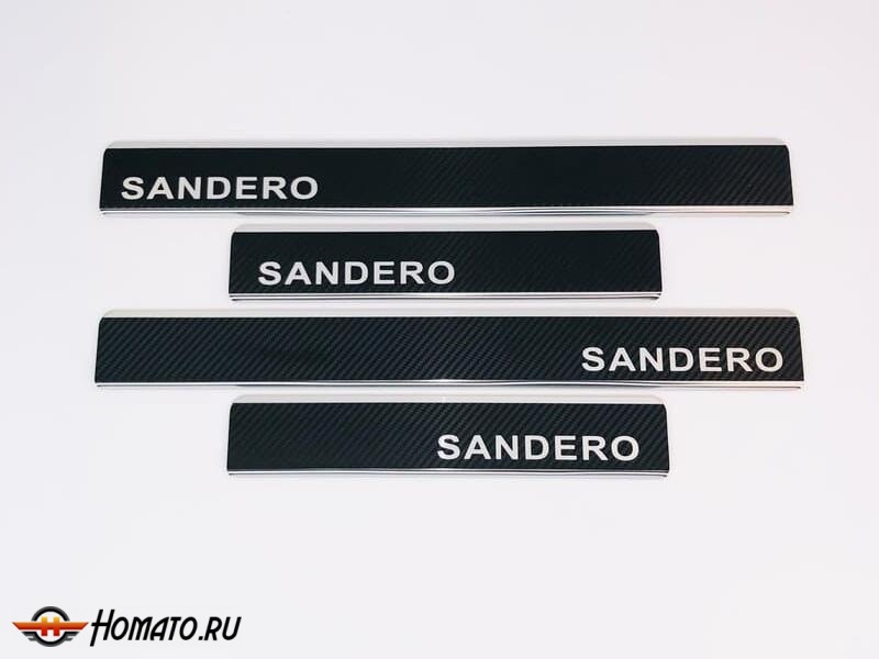 Накладки на пороги Рено Сандеро 2 2014+/2018+ | нержавейка, INOX