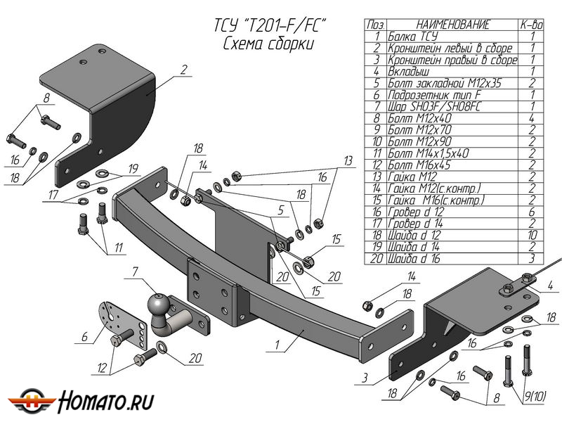 Фаркоп TANK 500 2022- | шар FC | Лидер Плюс | T201-FC