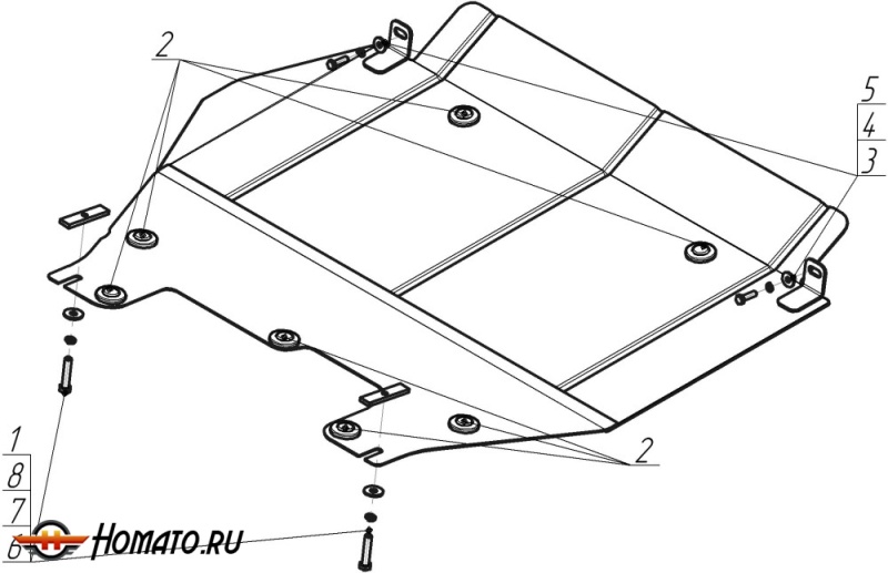 Защита картера Peugeot 407 2004-2008 | двигатель + КПП, 2 мм, сталь | MOTODOR | 01607