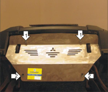 Защита картера (усиленная) Mitsubishi Pajero IV 2006-2020 | радиатор + интеркулер, 5 мм, алюминиевая | MOTODOR | 31302