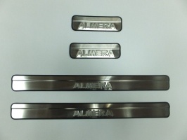 Накладки на дверные пороги с логотипом, нерж. для NISSAN Almera 12+