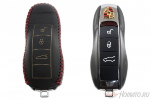 Чехол для ключа Porsche (Брелок) "String", Цвет кожи: Черный