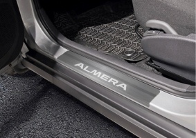 Накладки на пороги для Nissan Almera G15 2012-2018 | нержавейка, Rival