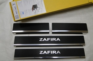 Накладки на пороги для Opel Zafira C 2012+ | карбон + нержавейка