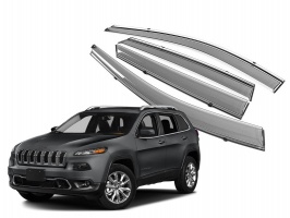 Премиум дефлекторы окон для Jeep Cherokee 2014-2020 | с молдингом из нержавейки
