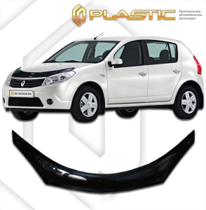 Дефлектор капота Renault Sandero / Stepway 2010-2014 (BS11, BS1Y) | exclusive, черный
