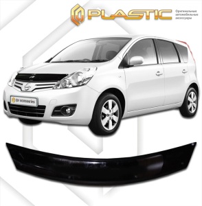 Дефлектор капота Nissan Note 2008-2012 (E-11 правый руль) | черный