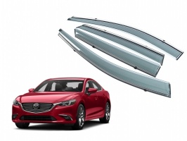 Премиум дефлекторы окон для Mazda 6 (GJ/GL) 2012+/2015+/2018+ | с молдингом из нержавейки