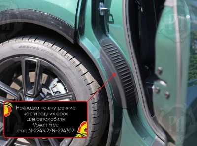 Накладки на пороги задних арок Воя Фри 2020+/2024+ | шагрень