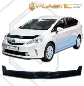 Дефлектор капота Toyota Prius Alpha 2011-2021 (ZVW40W, ZVW41W) | черный