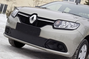 Зимняя заглушка решетки переднего бампера для Renault Logan 2014+ | шагрень