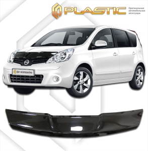 Дефлектор капота Nissan Note 2010-2014 (E-11 левый руль) | черный