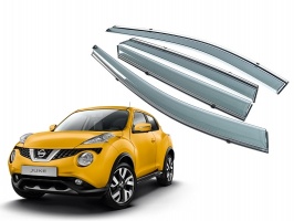 Премиум дефлекторы окон для Nissan Juke 2010+/2014+ | с молдингом из нержавейки