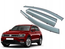 Премиум дефлекторы окон для VW Tiguan 2017+/2021+ | с молдингом из нержавейки