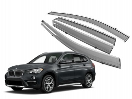 Премиум дефлекторы окон для BMW X1 F48 2016+/2020+ | с молдингом из нержавейки