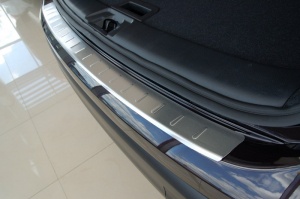Накладка на задний бампер для BMW X3 (F25) 2014+ | матовая нержавейка, с загибом