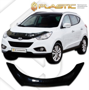 Дефлектор капота Hyundai ix35 2010-2015 (LM) | exclusive, черный