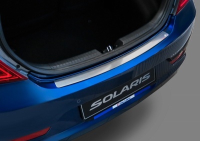 Накладка на задний бампер для Hyundai Solaris хэтчбек 2014-2017 | нержавейка, Rival