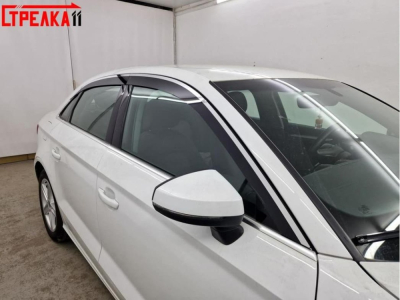 Дефлекторы Audi A3 седан (8V) 2012-2020 | с хром молдингом, из 6 частей, премиум, плоские, 2D