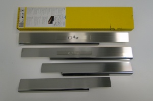 Накладки на пороги с логотипом для Citroen C4 2011+ | нержавейка