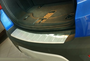 Накладка на задний бампер для Opel Mokka 2012+ | матовая нержавейка, с загибом, серия Trapez