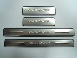 Накладки на дверные пороги с логотипом, нерж. для MITSUBISHI Outlander 2007-2012