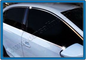 Верхние и нижние молдинги стекол «окантовка», нержавейка, 12 частей для VW Jetta VI 2011+