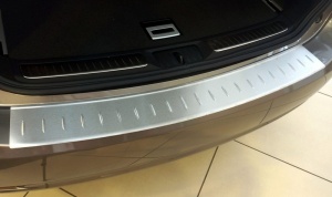 Накладка на задний бампер для Porsche Macan 2013+ | матовая нержавейка, с загибом