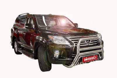 Силовая защита переднего бампера MAX на Lexus LX 570 2008+/2013+ | нержавейка