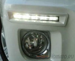 Штатные светодиодные дневные ходовые огни (ДХО) для TOYOTA Land Cruiser J200 2012+ : комлект (чёрная рамка)