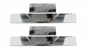 Накладки на пороги Geely Coolray нержавейка с логотипом