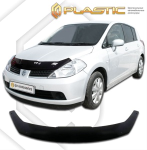Дефлектор капота Nissan Tiida 2007-2014 (левый руль) | черный