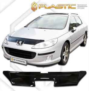 Дефлектор капота Peugeot 407 седан 2004-2011 | черный
