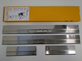 Накладки на пороги с логотипом для Ford C-max 2010+ | нержавейка