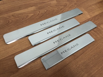 Накладки на пороги Рено Меган 3 2009+/2012+ | нержавейка, INOX