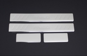 Накладки на дверные пороги для CHEVROLET Aveo 2012+ : нержавеющая сталь, 4 части (SD / HD 5D T300)