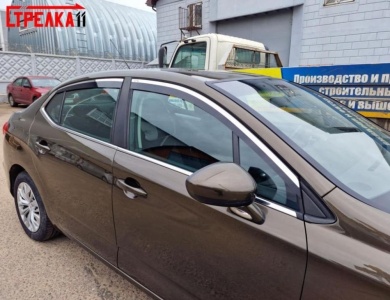 Дефлекторы Citroen C4 2013-2024 седан | с хром молдингом, из 4 частей, премиум, плоские, 2D