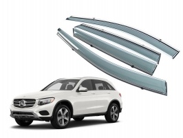 Премиум дефлекторы окон для Mercedes-Benz GLC (X253) 2015+/2019+ | с молдингом из нержавейки
