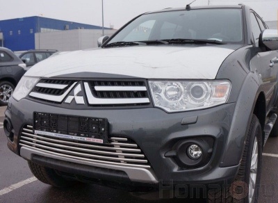 Решетка переднего бампера нижняя d16 для Mitsubishi Pajero Sport/L200 2014+