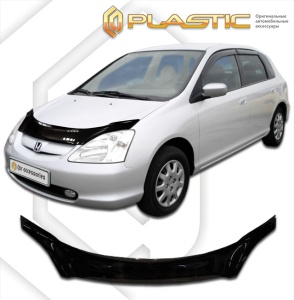Дефлектор капота Honda Civic 7 хэтчбэк 2000-2005 (EU1-EU4, EP3) | черный
