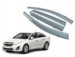 Премиум дефлекторы окон для Chevrolet Cruze 2009-2015 | с молдингом из нержавейки