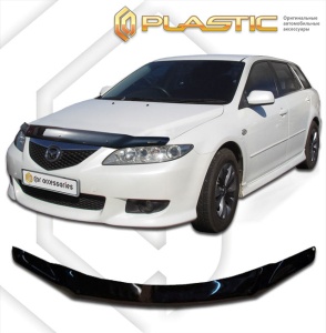 Дефлектор капота Mazda 6 универсал 2002-2008 (GG3S, GGES) | черный