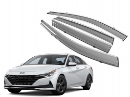 Премиум дефлекторы окон для Hyundai Elantra 7 2021+ | с молдингом из нержавейки